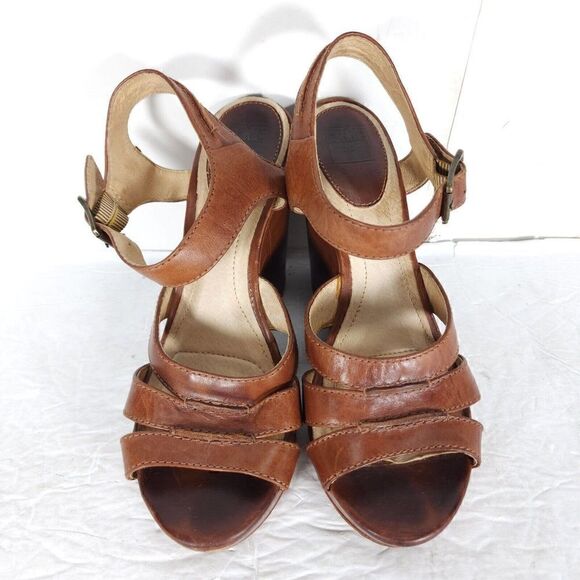 Frye Women’s Alex Seam 2 Sandals US 8,5M Brown Leather Platform Wedge Sandals - Picture 13 of 14